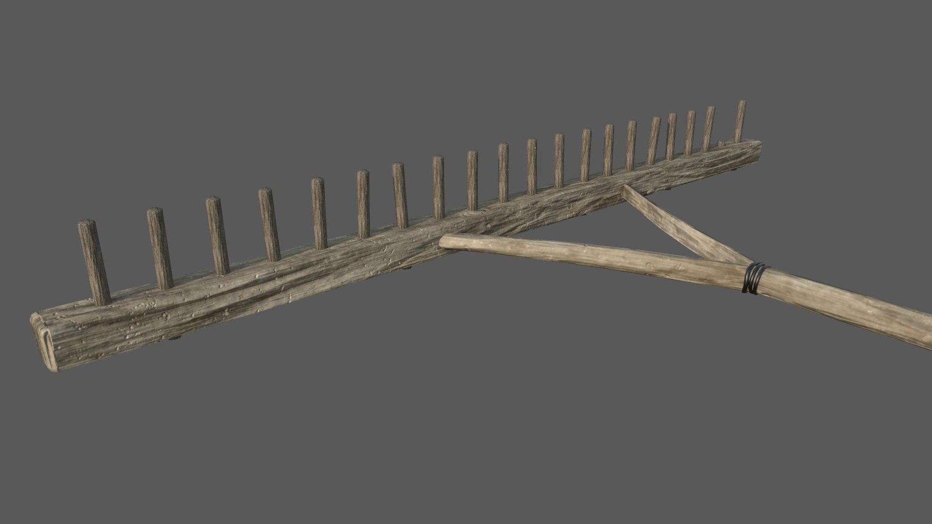 3D Old Wooden Rake - TurboSquid 2052237