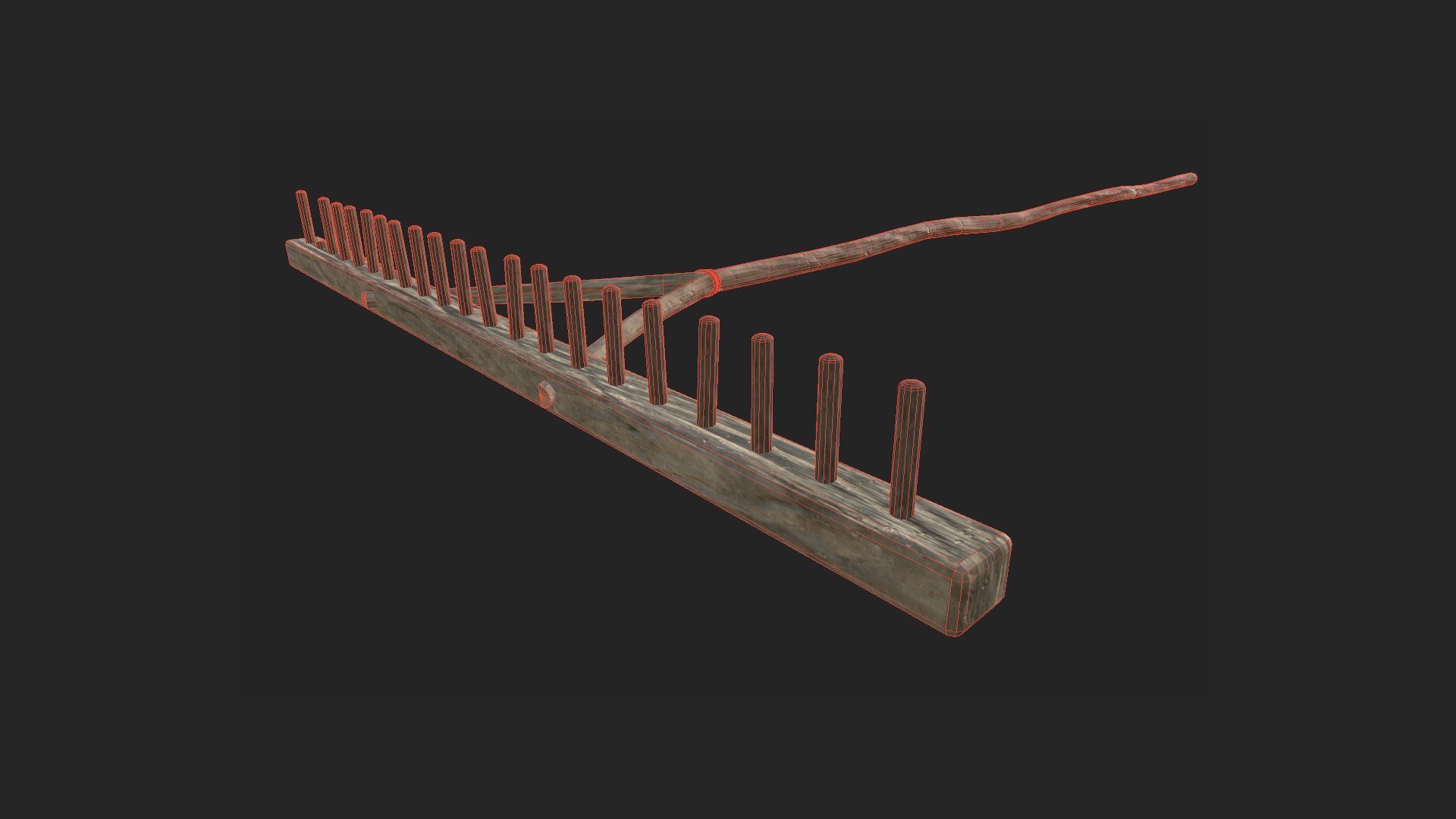 3D Old Wooden Rake - TurboSquid 2052237