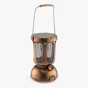3D Vintage Style Solar Camping Lantern Copper Used model