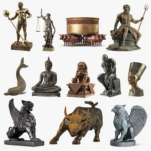 3D Bronze Sculptures Collection 10 model
