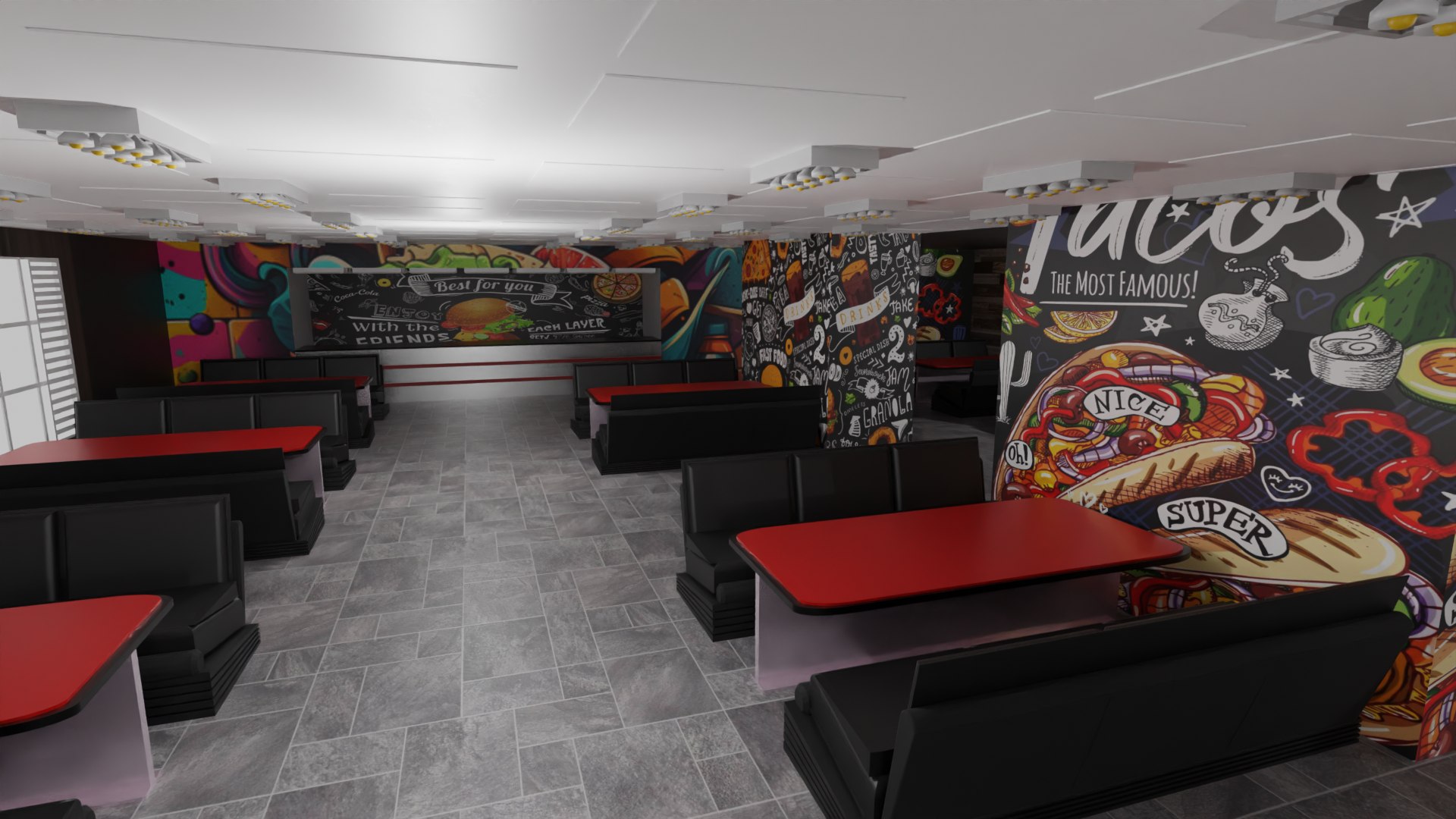 Fast Food Interior 3D Model - TurboSquid 2178806