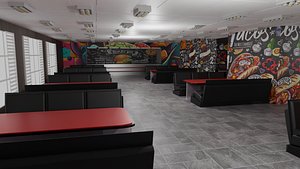 fast food interior 3D model