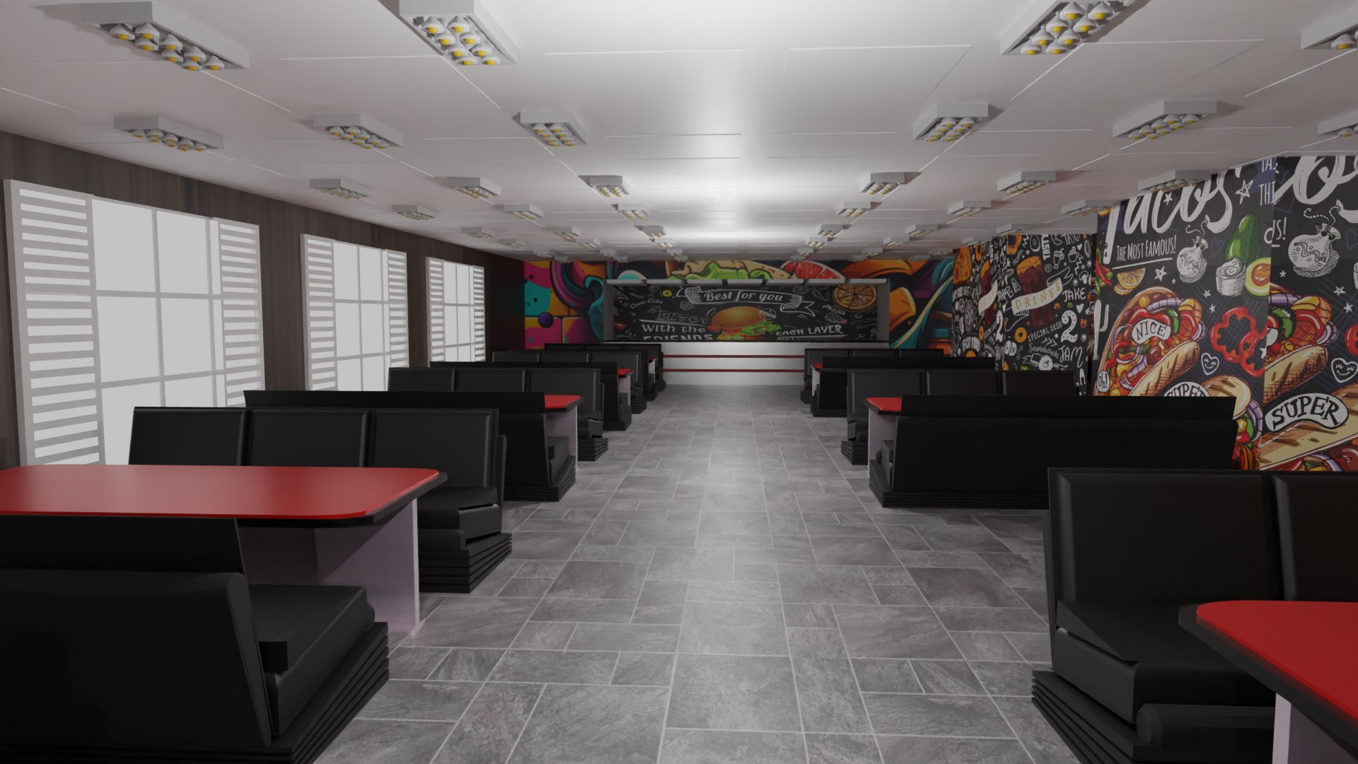 Fast Food Interior 3D Model - TurboSquid 2178806