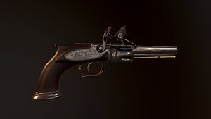 flintlock revolver gun 3D