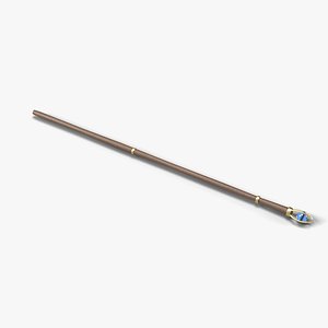 Wizard Staff with Blue Crystal Orb and Gold Claws - Fantasy Magic Weapon
