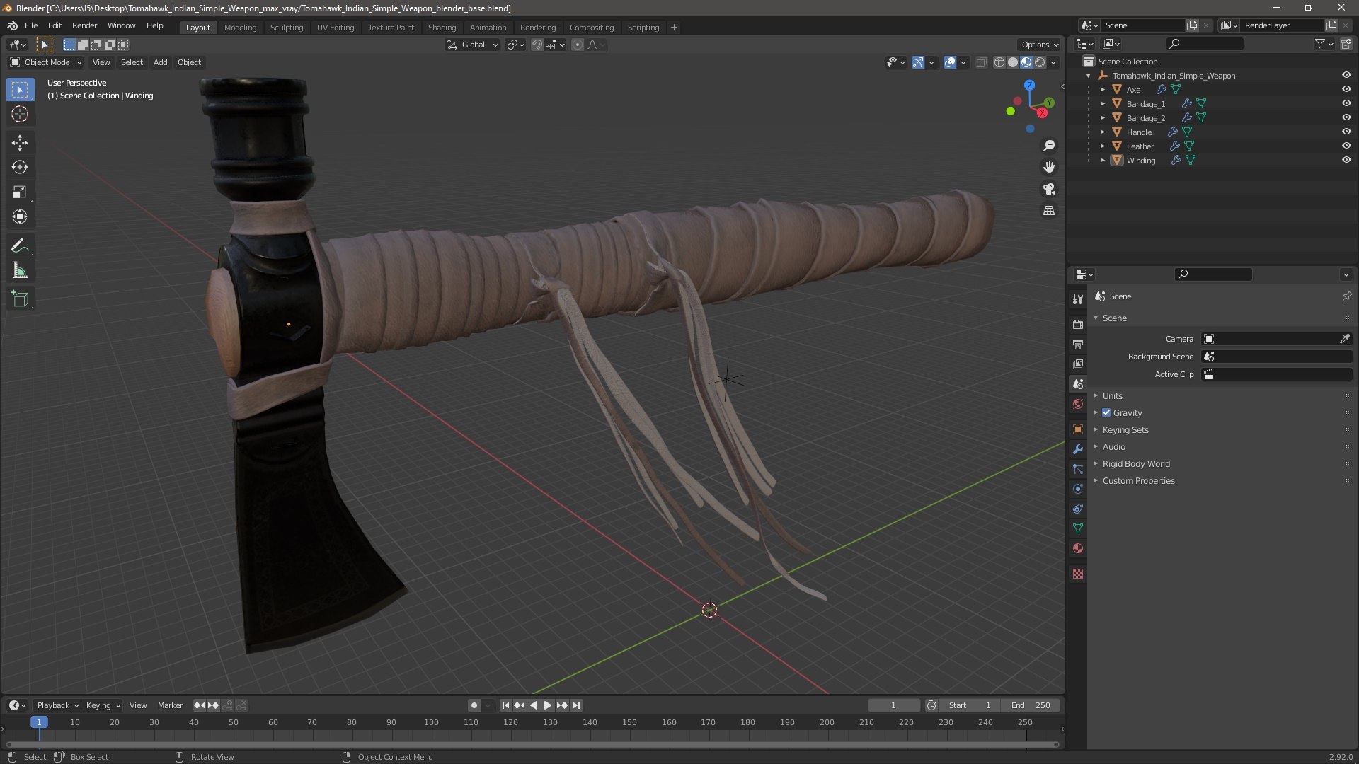 3D Tomahawk Indian Simple Weapon Model - TurboSquid 2201858