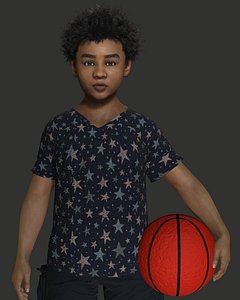 AA 3D REALISTIC CHARACTER - AFRICAN YOUNG BOY CHILD 02 3D model