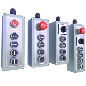 3D Industrial Control Boxe Buttons Switch 23