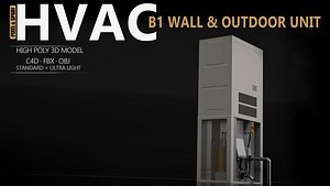 3D model B1 Wall and Outdoor HVAC Unit - High Poly 3D Model