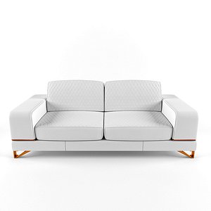 Bianca Leather Standard Sofa in White Rose Gold
