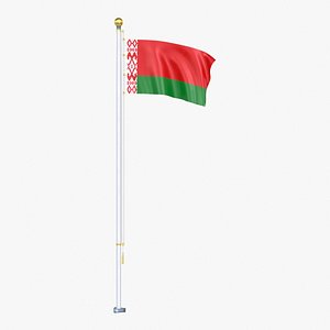 Belarus Flag Stand Pole Animated Loop model