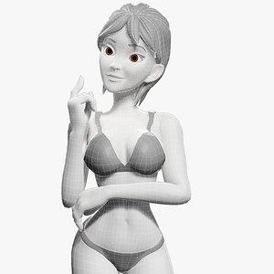 Free Stylized Cartoon Woman Nude Woman with Perfect Topology
