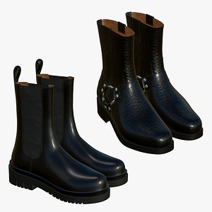 3D Realistic Leather Boots V65 model