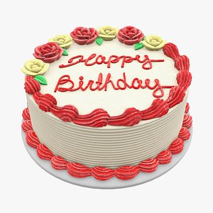 cake birthday white 3D model
