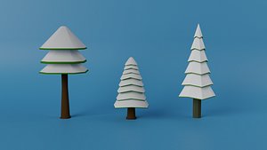 Winter Tree Pack Low-poly 3D model