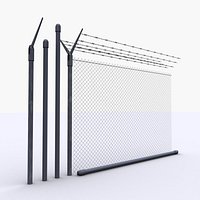 Low Poly Chain Link Fence Parts