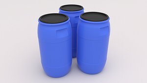 3D Round Plastic Barrel 01 model