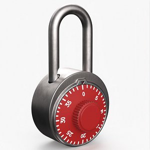3D model Mechanical Locker Lock with Rotating Dial Silver