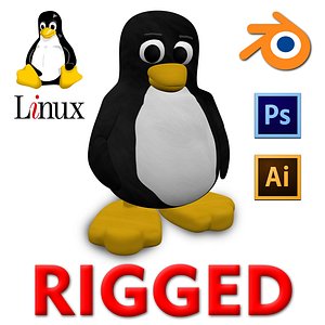 3D linux penguin model