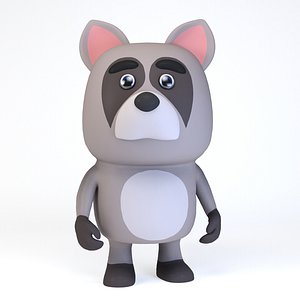 3D Cartoonish Humanoid Raccoon Character