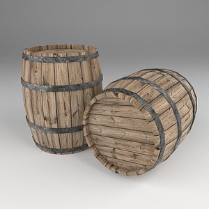 3D wooden barrel model