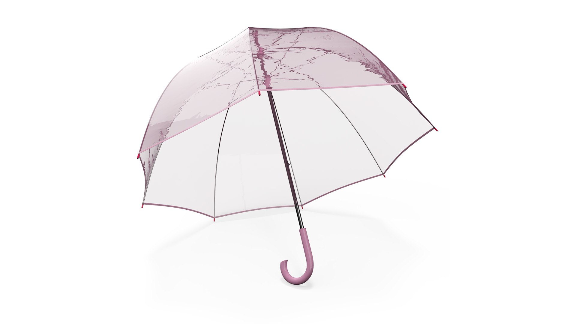 Kids Clear Bubble Umbrella Pink 3D model preview