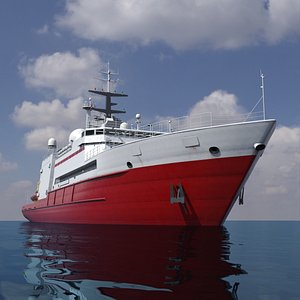 Offshore Oceanographic Ship in Sea 3D model