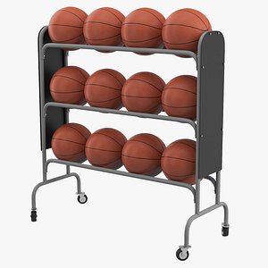 3D Basketball Rack With Balls model