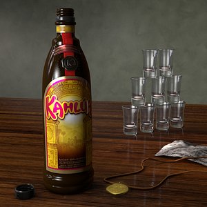 Kahlua liquor bottle with scene included for Cinema 4d