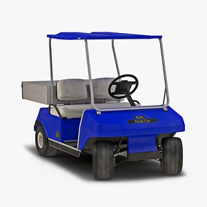 Utility Golf Cart Blue Rigged 3D Model