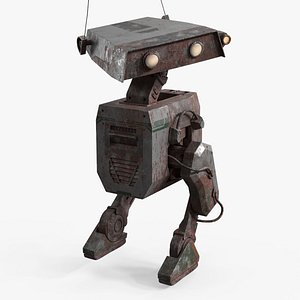 AI Assistant Mech Unit Old Rusted Rigged for Cinema 4D 3D model
