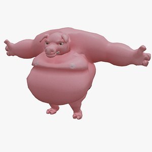 Chubby Fat Pig Rigged 3D model