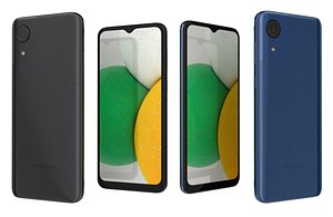 3D Samsung Galaxy A03 Core Black And Blue Low Poly