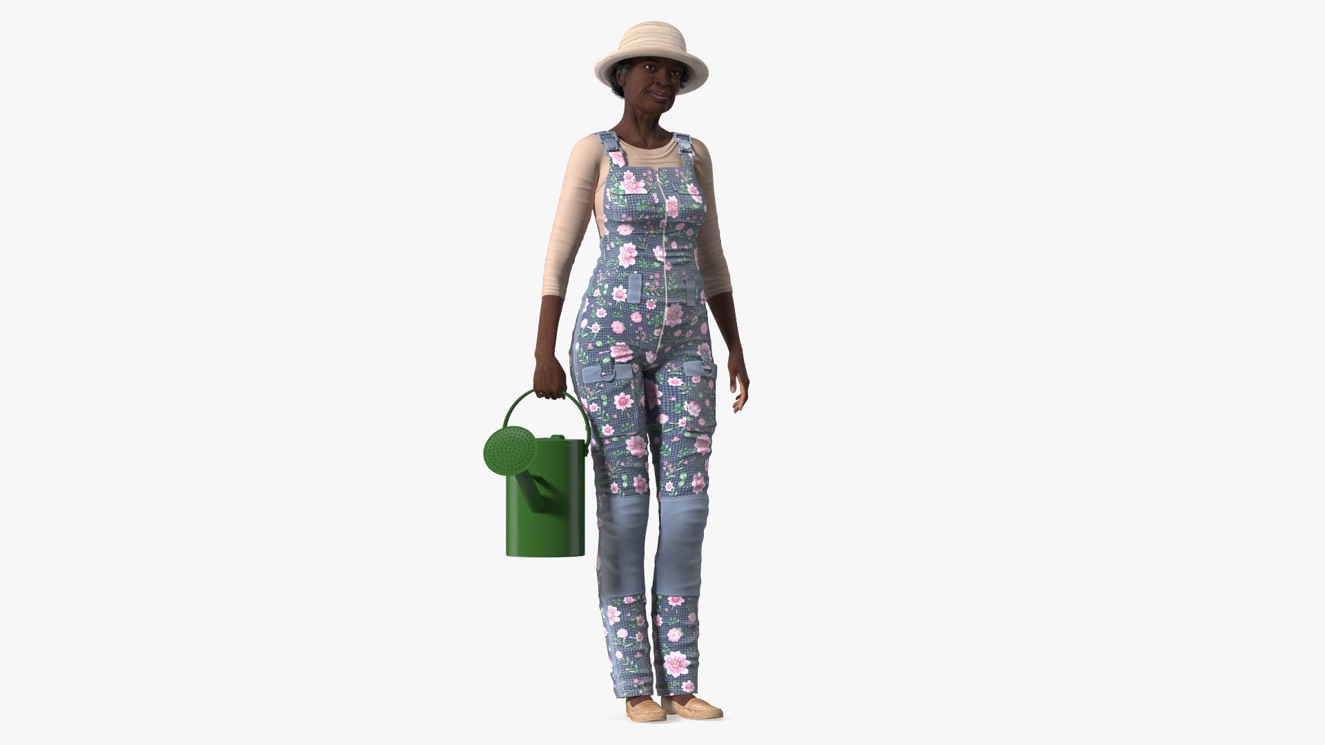 Afro American Grandma Gardener Style Standing 3D model preview