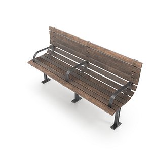 Weathered Outdoor Park Bench 16