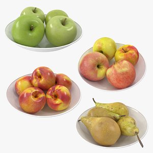 Fruits on a plate collection 3D model