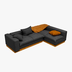 3D Modern L-Shaped Sofa - Low Poly 3D Model