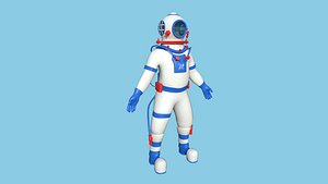 Diving Suit 07 Blue Red - Cartoon Character Design