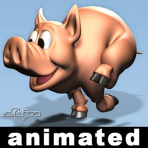 Runing Pig Rigged Animated