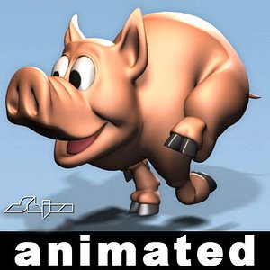 Runing Pig Rigged Animated