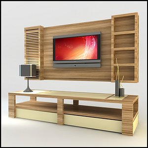 modern tv wall unit 3ds