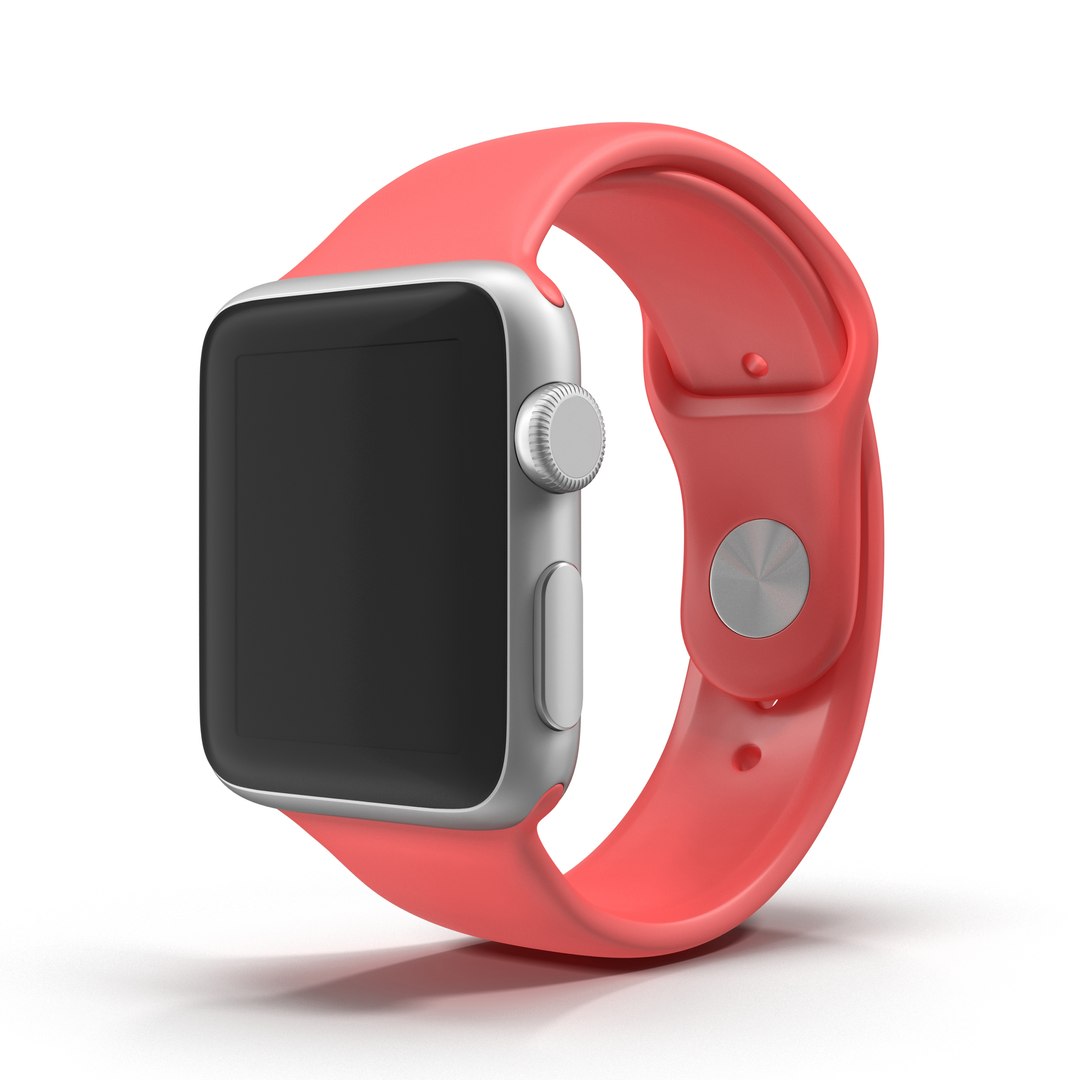 Apple Watch 38mm Fluoroelastomer Pink Sport Band 3D Model 3D model preview