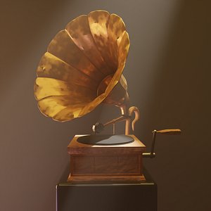 old-timey gramophone 3D