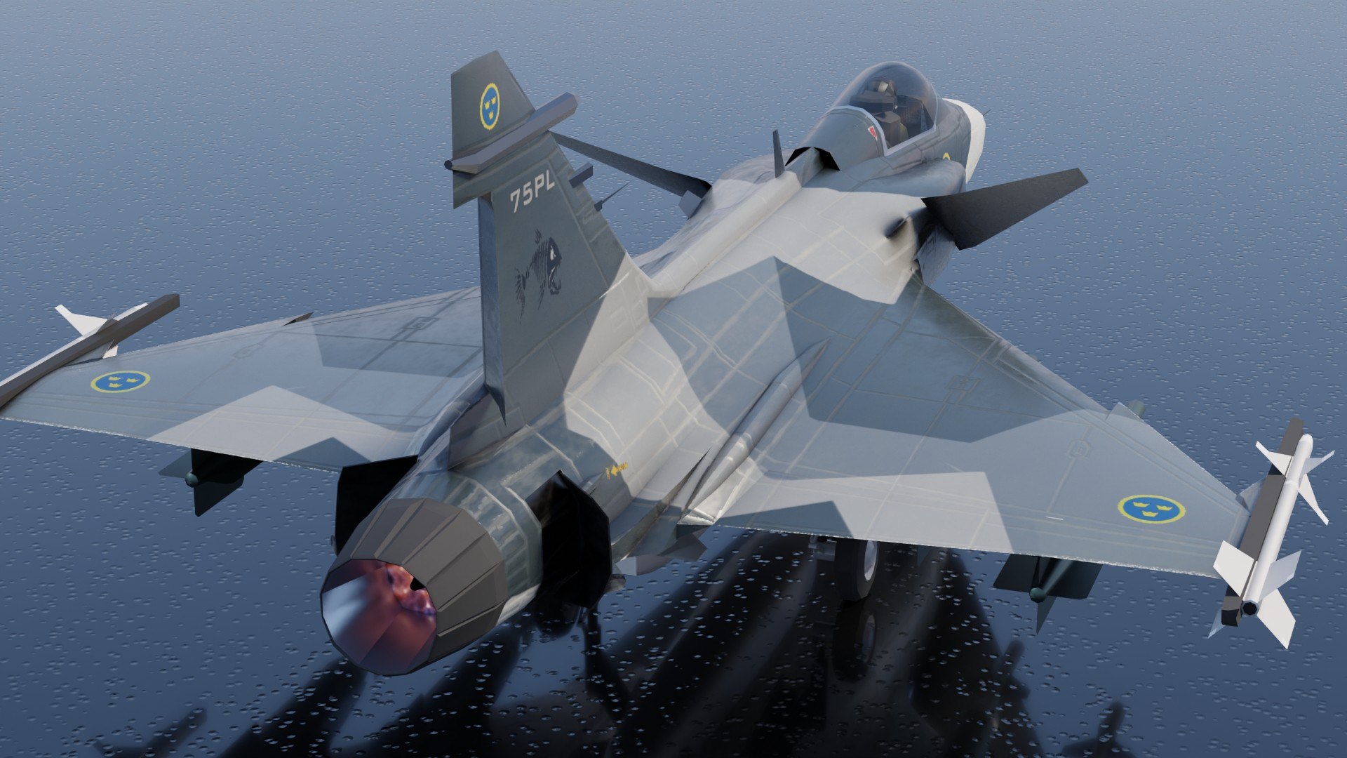 Saab JAS-39 Gripen jet fighter lowpoly 3D model https://p.turbosquid.com/ts-thumb/0e/vL5zH1/DQ/preview21/jpg/1707342486/1920x1080/fit_q87/2ac799fd708b4c78ee2a7bccc5605efa415a6184/preview21.jpg