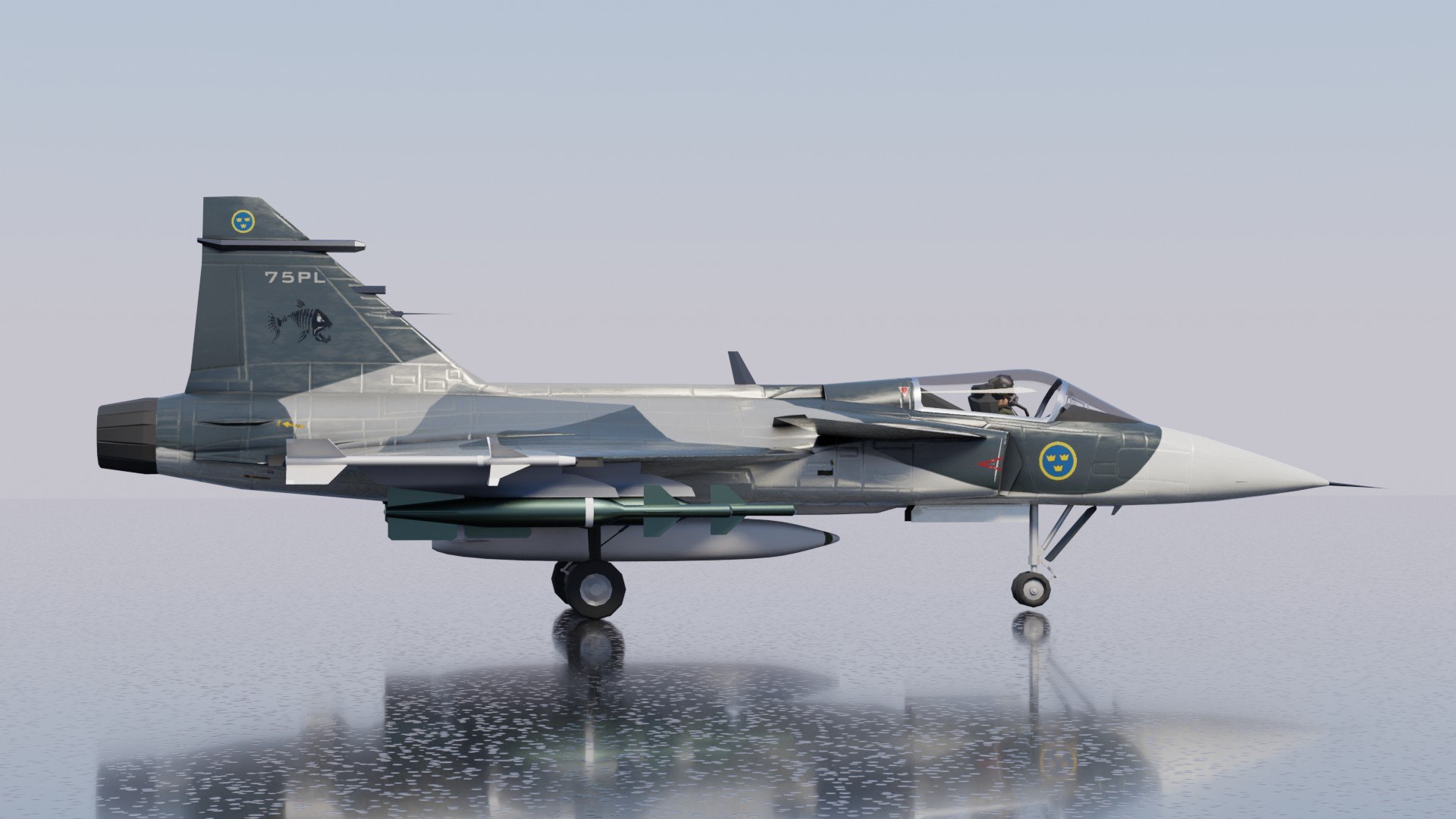 Saab JAS-39 Gripen jet fighter lowpoly 3D model https://p.turbosquid.com/ts-thumb/0e/vL5zH1/wz/preview06/jpg/1707342479/1920x1080/fit_q87/f010d2bc55f048a31ba4486c05c4c7f6a0176b33/preview06.jpg