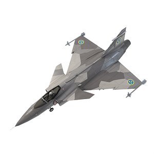 Saab JAS-39 Gripen jet fighter lowpoly 3D model