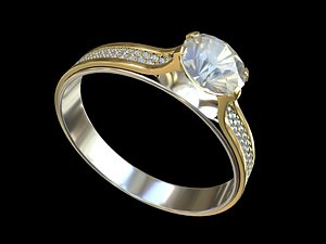 3D diamond ring model