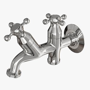 3D model Faucet with two outlets for laundries and balconies