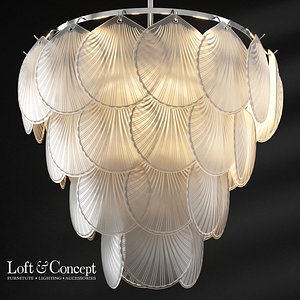 glass shells suspension chandelier 3D model