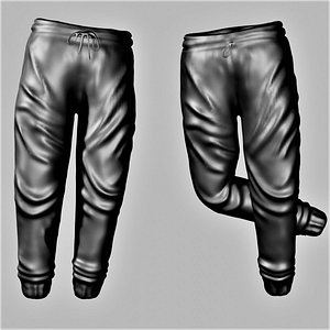 3D Rigged black sweatpants